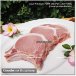 Pork CHOP SKIN OFF CLUB STEAK (less/no tenderloin) 3/4" 2cm frozen Local Premium (price/pack 500g 2pcs)